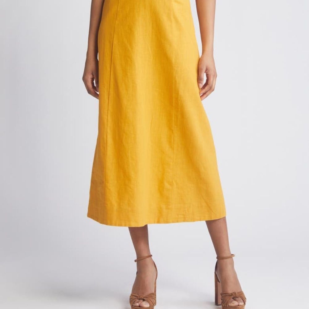 NEW Lost + Wander Elia Strapless Linen & Cotton Midi Dress - size small - Picture 2 of 9